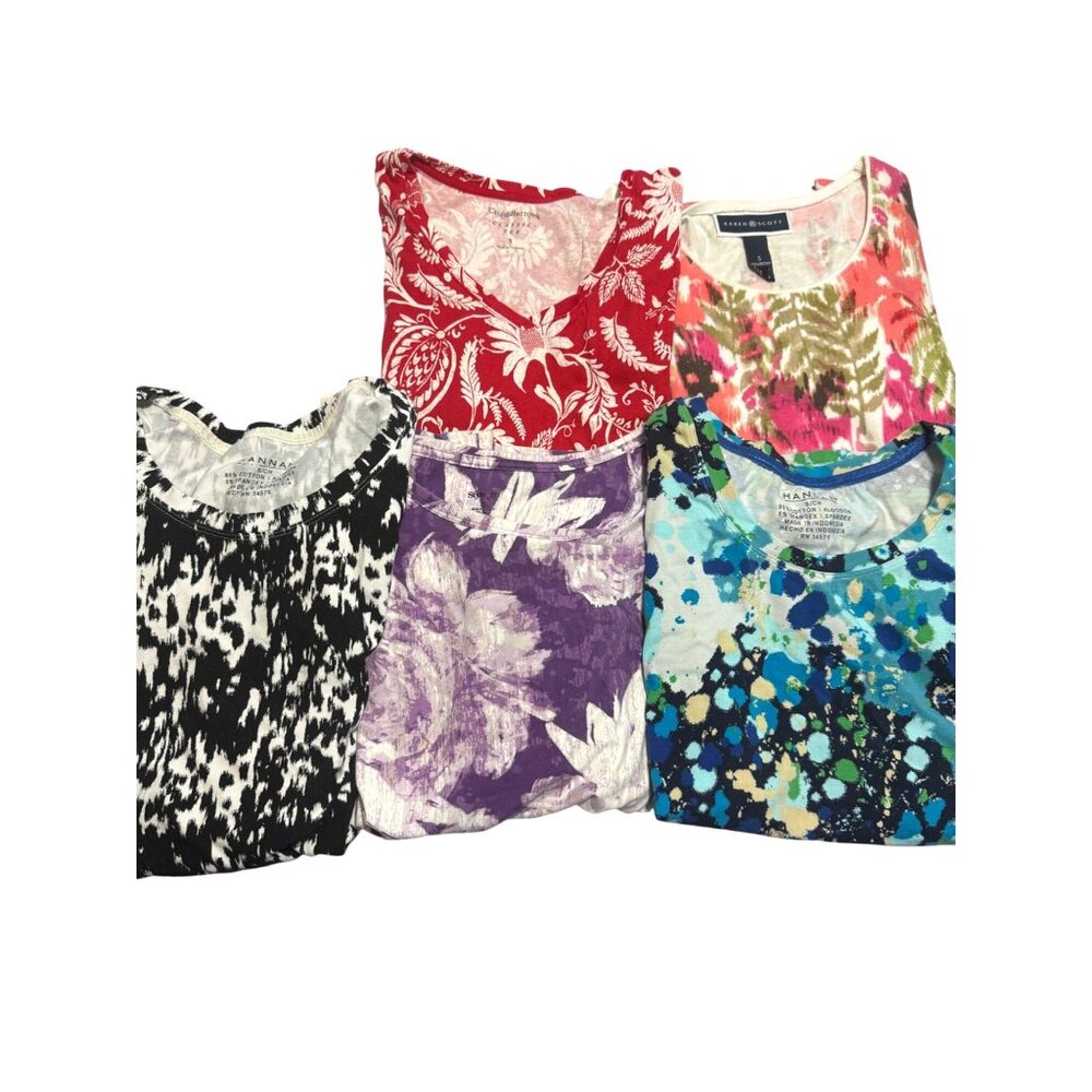 Lot Of 5 Womens Small Short Sleeve Hannah Style & Co Karen Scott Croft Barrow